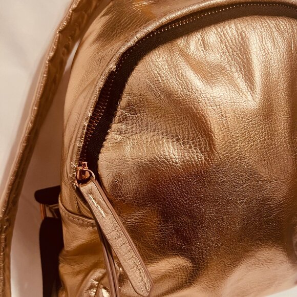 Skinnydip-Rose Gold Metallic Back Pack-11" x 11" x 5"- Roomy-Adjust. Straps-Zip - Picture 13 of 13